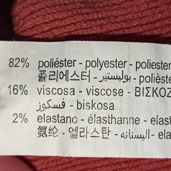 Zara Ruffle Gathered Top Elastic Waist Long Sleeve Stretch Sweater M Coral Pink - Picture 14 of 15